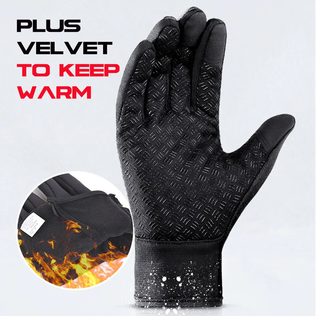 WorthWhile Winter Cycling Gloves Bicycle Warm Touchscreen Full Finger Glove Waterproof Outdoor Bike Skiing Motorcycle Riding